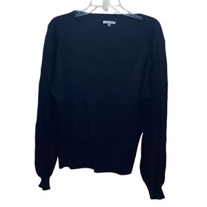 Vila Milano Womens Black V-Neck Sweater Textured Long Sleeve Knit Top Size XL